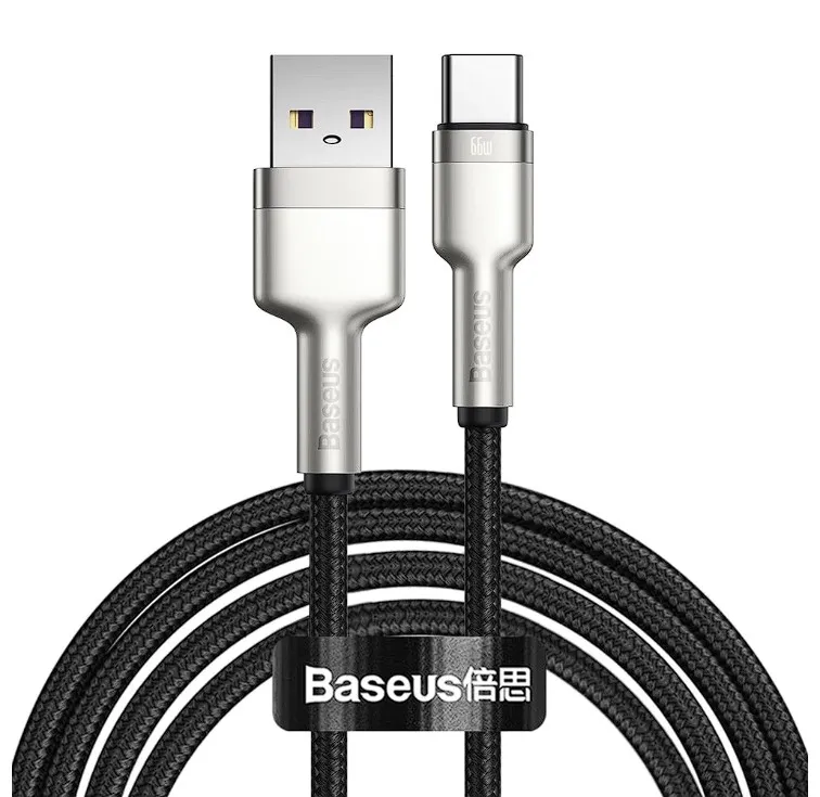Cablu USB-C Baseus Cafule Metal 66W negru 2 metri