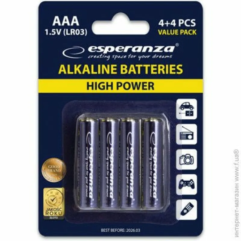 Baterii alcaline AAA Esperanza 8 bucăți în blister