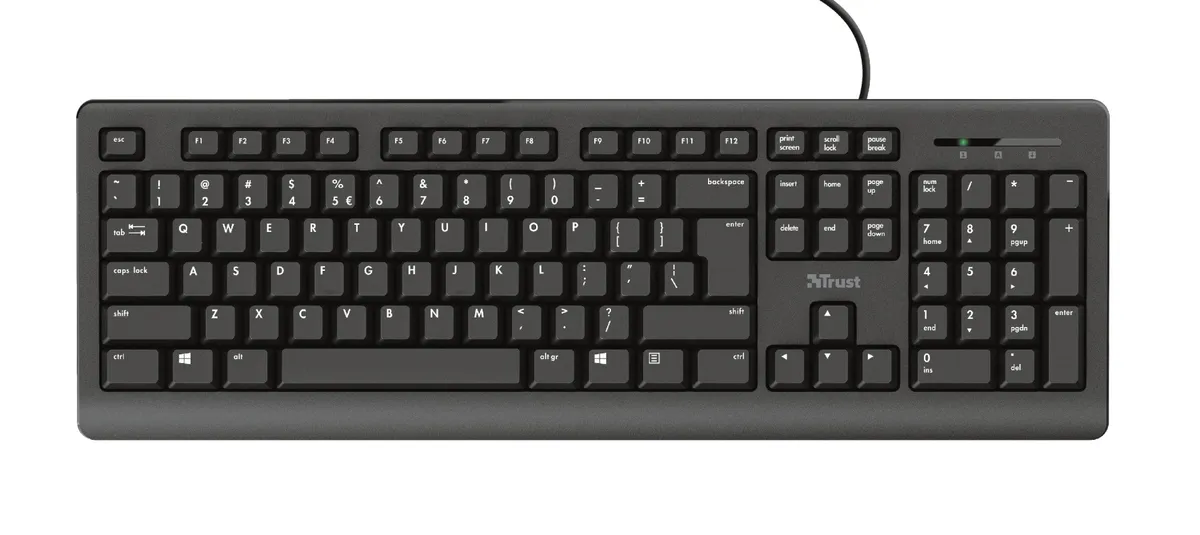 Tastatură mecanică full-size Trust Primo Silenț cu design ergonomic