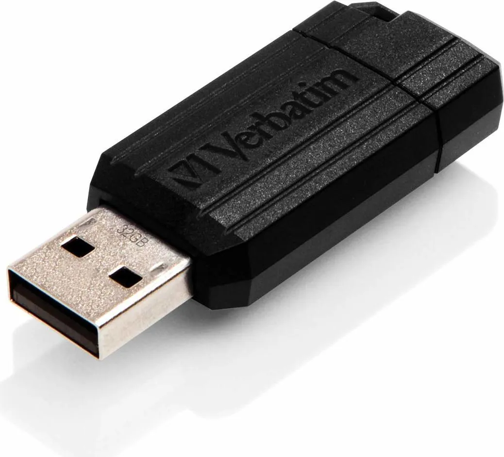 Stick USB Verbatim Pinstripe 32GB negru cu capac retractabil