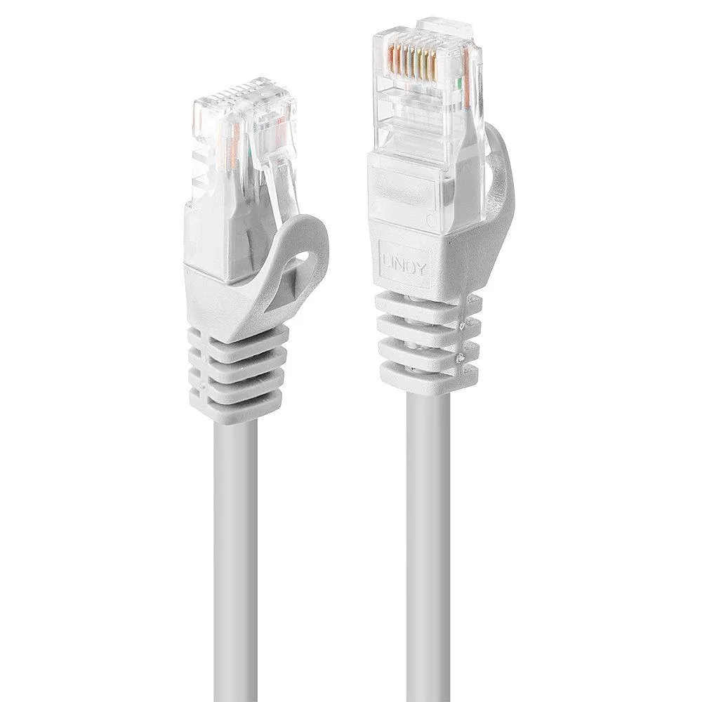 Cablu Patch Cord Lindy Cat.6 UTP 2m alb cu conectori RJ45