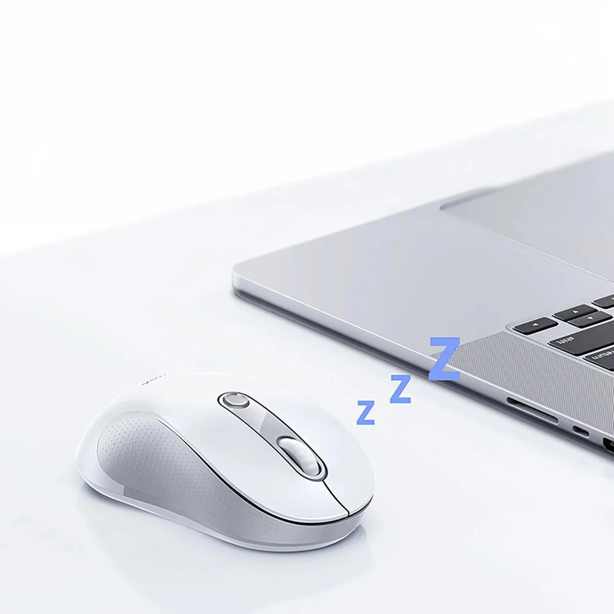 Maus wireless Baseus F02 alb cu Bluetooth și clic silențios