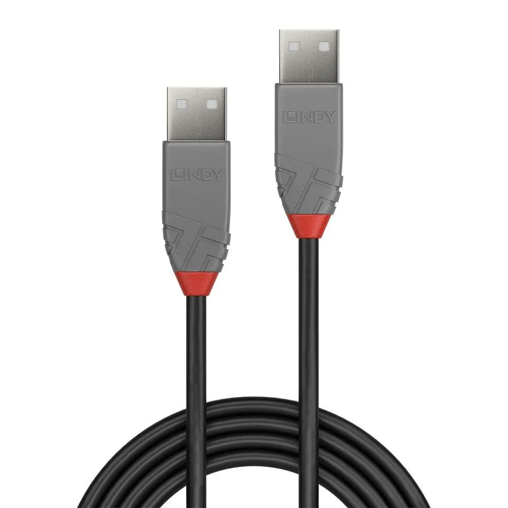 Cablu USB 2.0 Type A to A Lindy 3m antracit