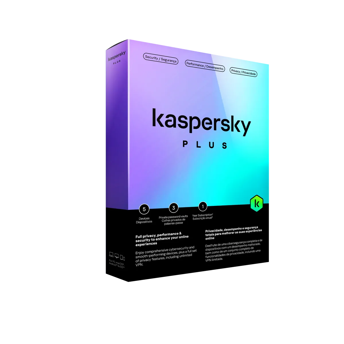 Licență Kaspersky Plus pentru 10 dispozitive și 1 an de protecție
