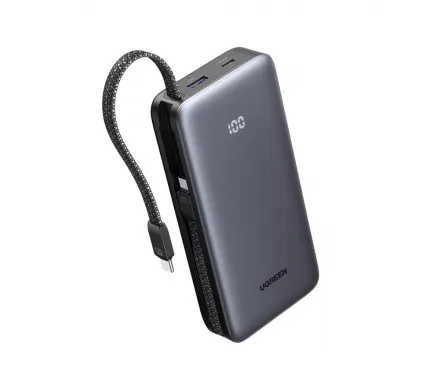 POWER BANK Ugreen "PB528", 20000mAh, 30W, 1 x USB, 1 x USB Type-C, 2 x USB Type-C integrat, gri, "55985B" (timbru verde 0.98 lei)