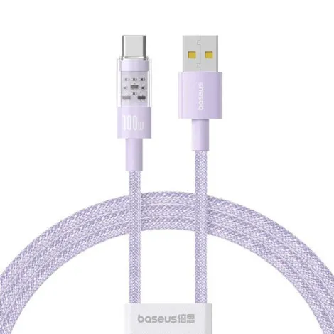 Cablu USB-C Baseus Gem violet, 1 metru, 100W