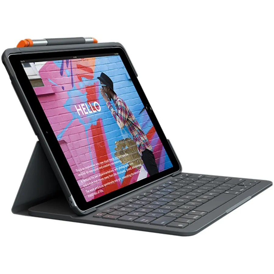 Husă Logitech Slim Folio gri pentru iPad cu tastatură Bluetooth detașabilă