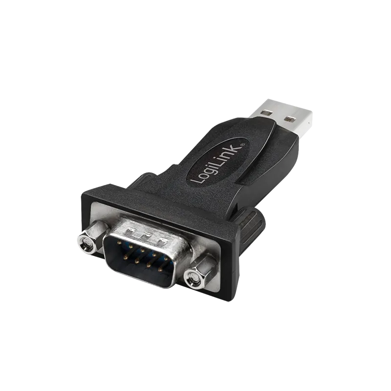 Adaptor USB Logilink negru cu conector serial DB9 mascul RS232