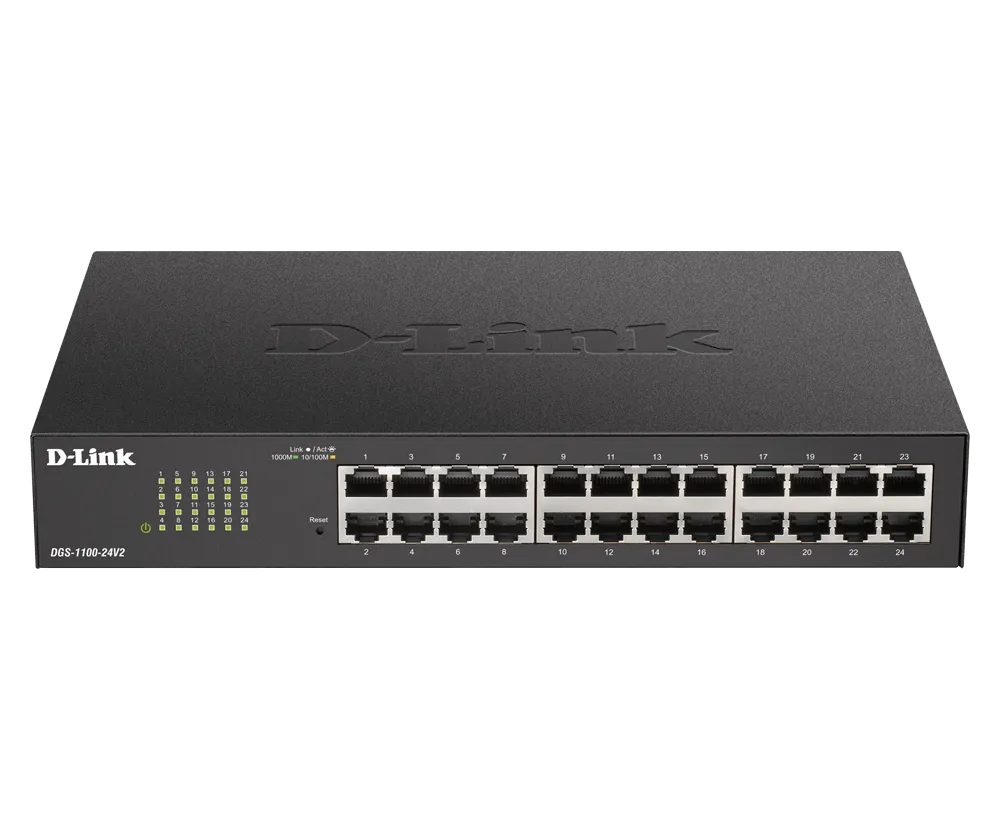 Switch D-Link Smart 24 porturi Gigabit carcasă metalică negru