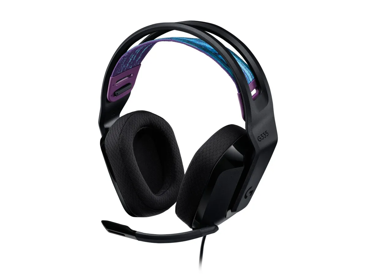 Căști gaming Logitech G335 negre cu fir 3.5mm și microfon detașabil