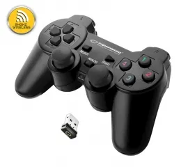 Gamepad Esperanza Gladiator EGG108G wireless negru cu vibrații pentru PC și PS3
