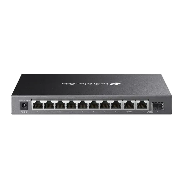 SWITCH TP-LINK Omada unmanaged, 9×Gigabit RJ45, and 1×Gigabit combo SFP/RJ45 Port (8 porturi POE+ buget total 123W), carcasa metalica "DS110GMP" (timbru verde 2 lei)