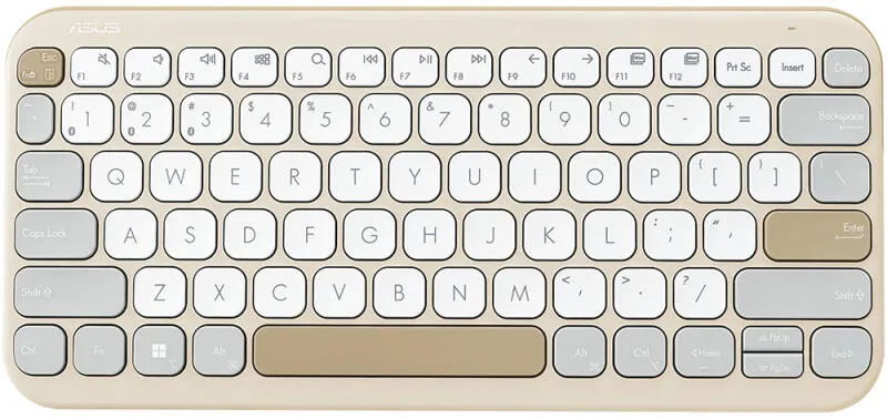 Tastatura wireless Asus KW100 culoare Oat Milk cu design ergonomic