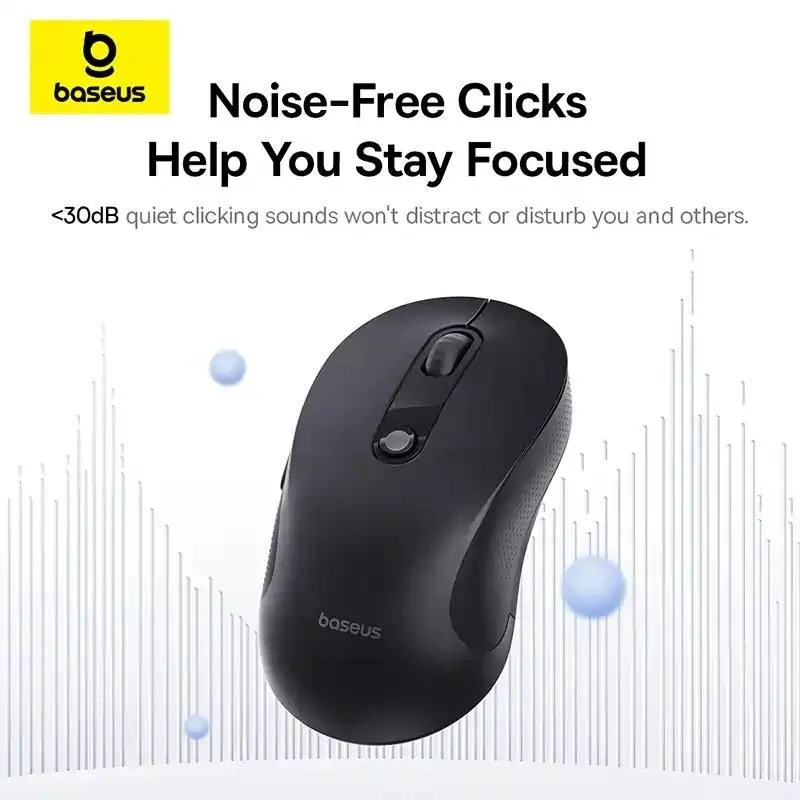 Mouse Baseus F02 wireless Bluetooth negru cu silent click