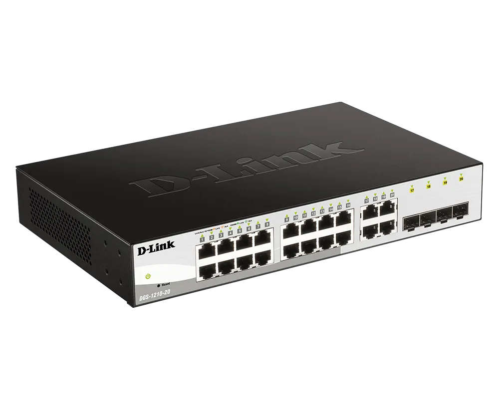 Switch inteligent D-Link DGS-1210-20 cu 16 porturi Gigabit și 4 SFP