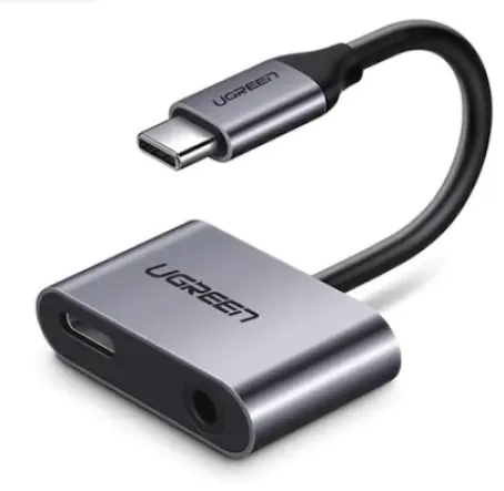 Adaptor Ugreen USB-C cu Jack 3.5mm și încărcare