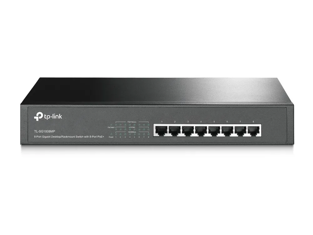 Switch TP-Link PoE 8 porturi Gigabit cu carcasă metalică TL-SG1008MP