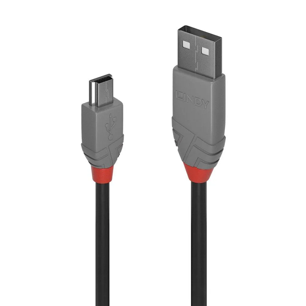 Cablu Mini-USB Lindy negru 0.5m pentru încărcare și transfer date
