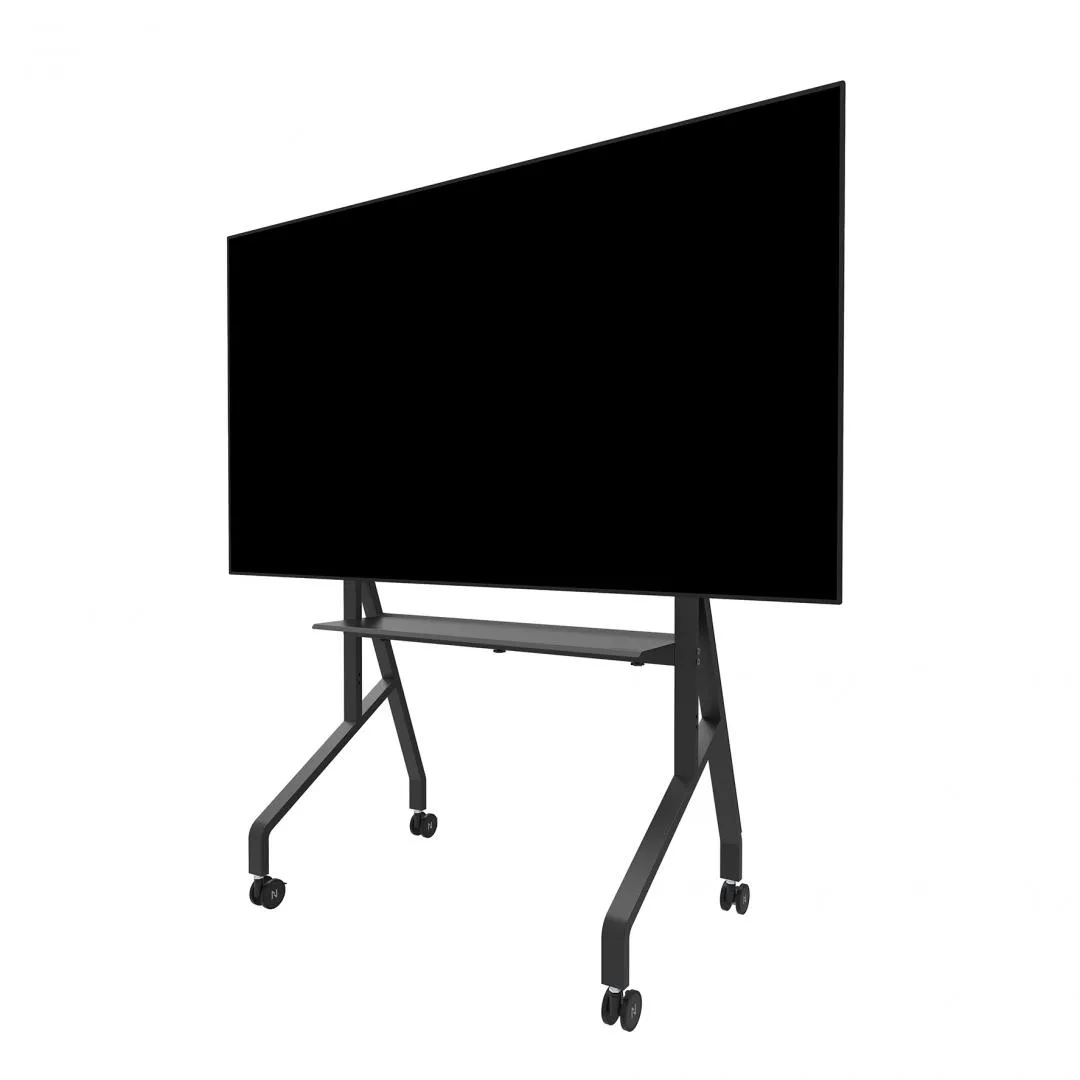 Suport podea mobil pentru ecran 55-86 inch culoare negru cu roți