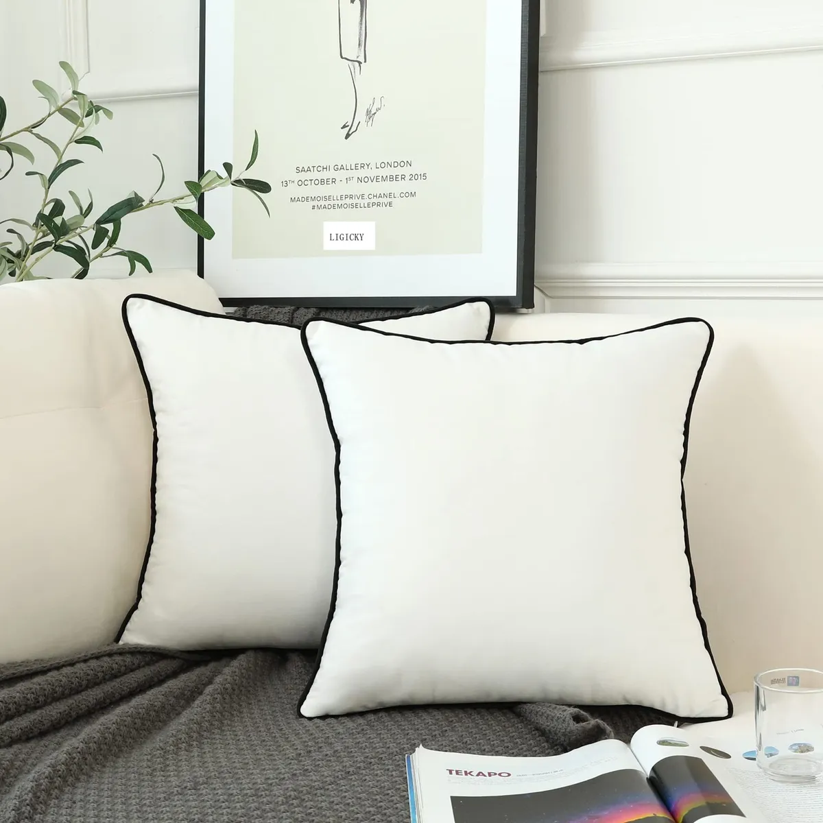Husă pernă catifea albă moale 50x50 cm pentru decor elegant