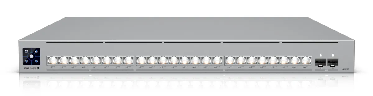Switch rețea Ubiquiti USW-Pro-XG-24 PoE cu porturi 10GbE și SFP28