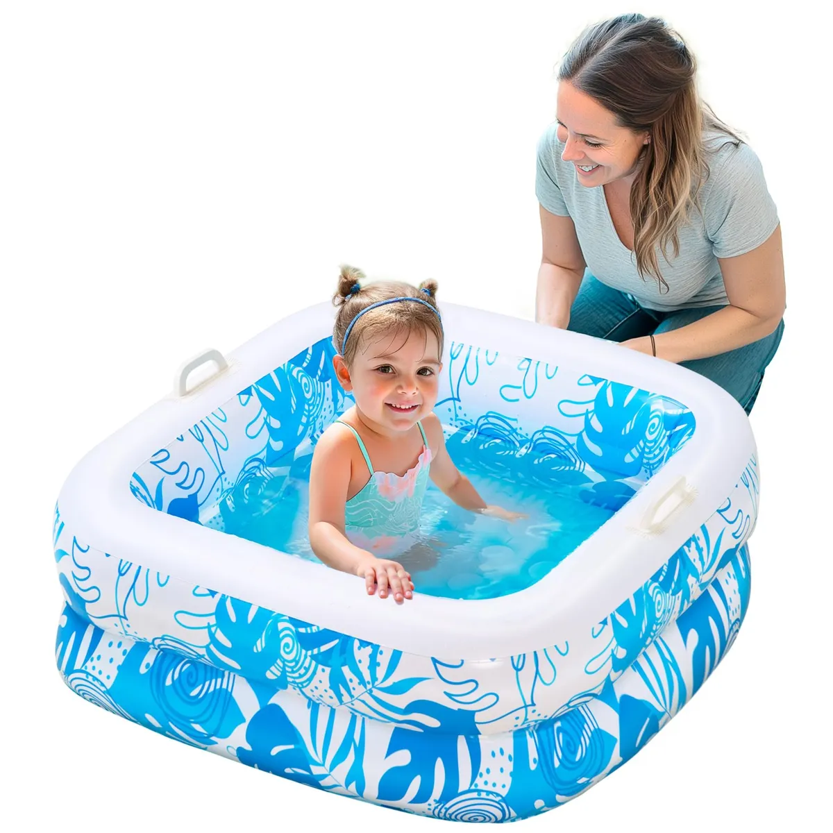 Piscină gonflabilă pătrat albastră pentru copii 81x81cm