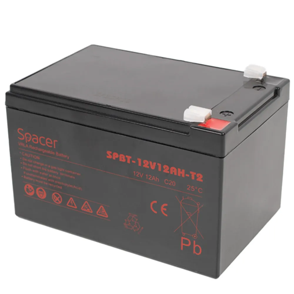 Acumulator UPS SPACER 12V 12Ah cu terminal F2 pentru sisteme de backup